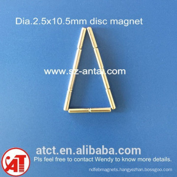 dia.2.5x10.5mm disc magnets / neodymium disk magnet / neodymium round magnet